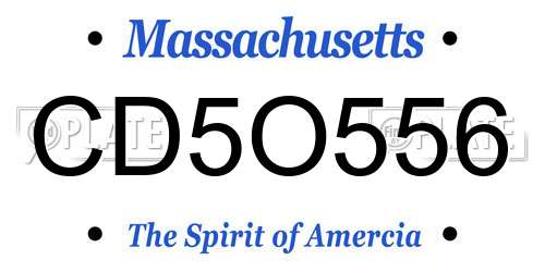 CD5O556 Massachusetts License Plate