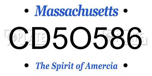 CD5O586 Massachusetts License Plate