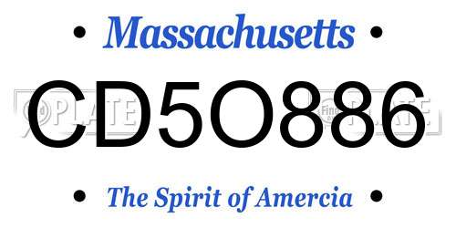 CD5O886 Massachusetts License Plate