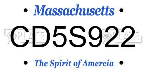 CD5S922 Massachusetts License Plate