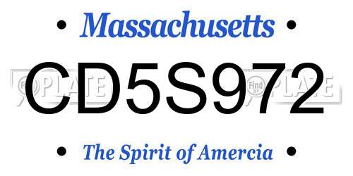 CD5S972 Massachusetts License Plate