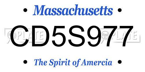 CD5S977 Massachusetts License Plate