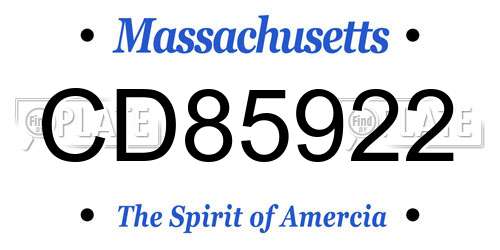 CD85922 Massachusetts License Plate