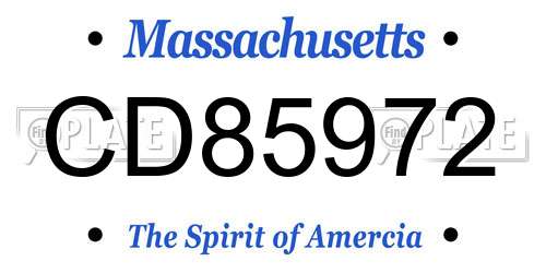 CD85972 Massachusetts License Plate
