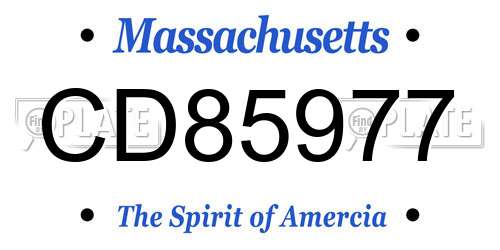 CD85977 Massachusetts License Plate