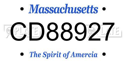 CD88927 Massachusetts License Plate