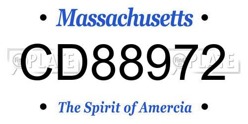 CD88972 Massachusetts License Plate