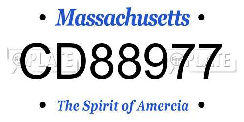 CD88977 Massachusetts License Plate