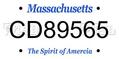 CD89565 Massachusetts License Plate