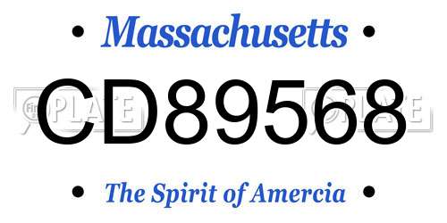 CD89568 Massachusetts License Plate