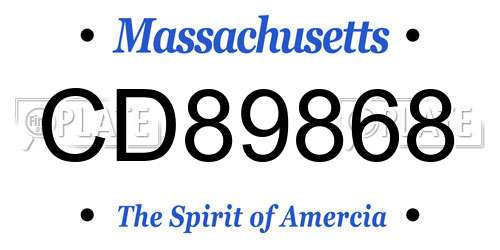 CD89868 Massachusetts License Plate