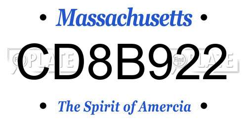 CD8B922 Massachusetts License Plate