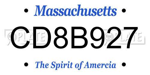 CD8B927 Massachusetts License Plate