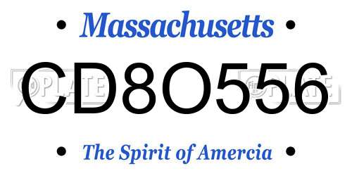 CD8O556 Massachusetts License Plate