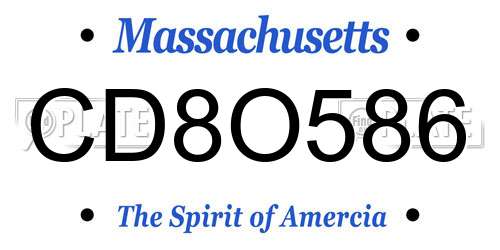 CD8O586 Massachusetts License Plate