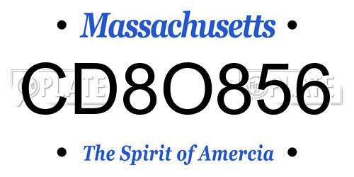 CD8O856 Massachusetts License Plate