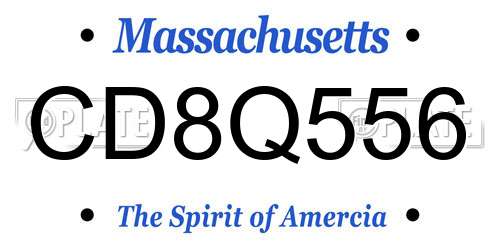 CD8Q556 Massachusetts License Plate