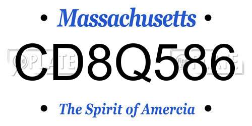 CD8Q586 Massachusetts License Plate