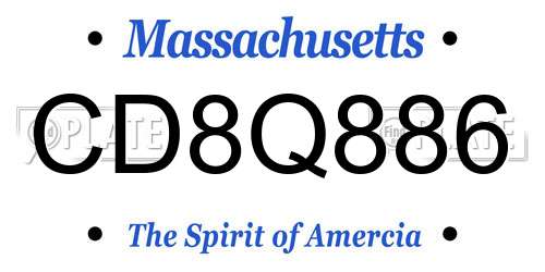 CD8Q886 Massachusetts License Plate