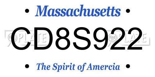 CD8S922 Massachusetts License Plate