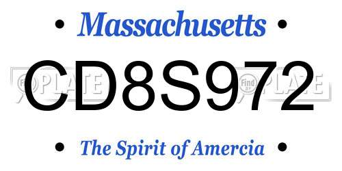 CD8S972 Massachusetts License Plate