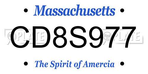 CD8S977 Massachusetts License Plate
