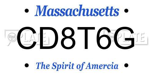 CD8T6G Massachusetts License Plate