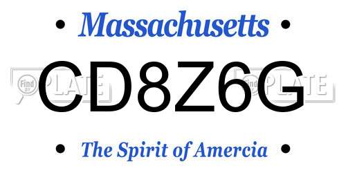CD8Z6G Massachusetts License Plate