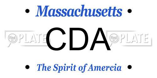 CDA Massachusetts License Plate