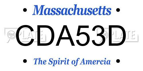 CDA53D Massachusetts License Plate