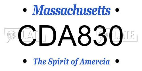 CDA830 Massachusetts License Plate