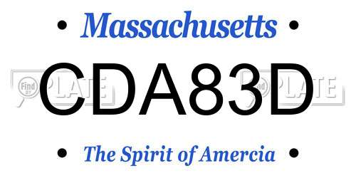 CDA83D Massachusetts License Plate
