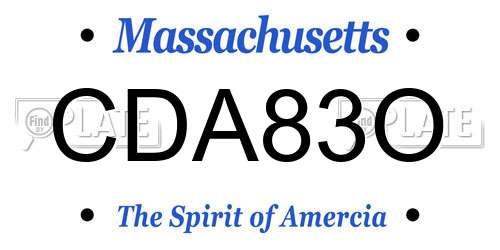 CDA83O Massachusetts License Plate