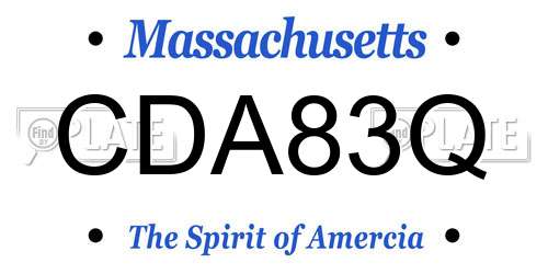 CDA83Q Massachusetts License Plate