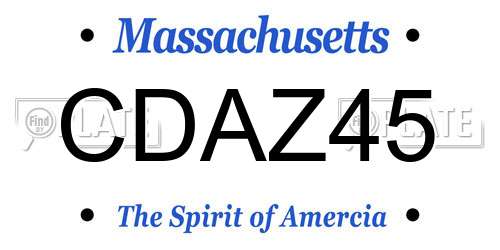 CDAZ45 Massachusetts License Plate