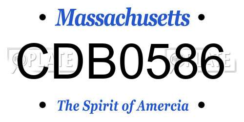 CDB0586 Massachusetts License Plate