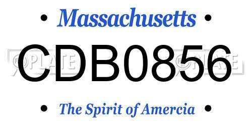 CDB0856 Massachusetts License Plate