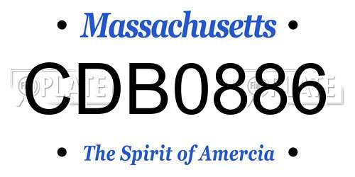 CDB0886 Massachusetts License Plate