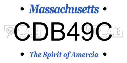 CDB49C Massachusetts License Plate