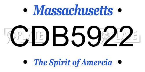 CDB5922 Massachusetts License Plate