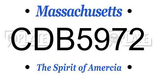 CDB5972 Massachusetts License Plate