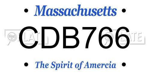 CDB766 Massachusetts License Plate