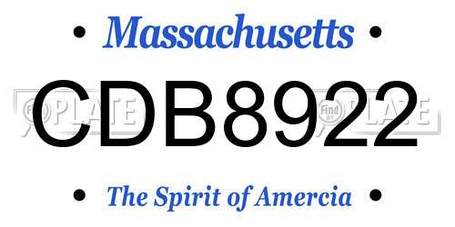 CDB8922 Massachusetts License Plate