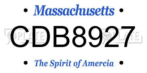 CDB8927 Massachusetts License Plate