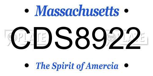 CDS8922 Massachusetts License Plate