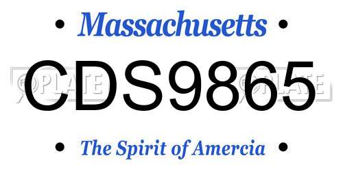 CDS9865 Massachusetts License Plate