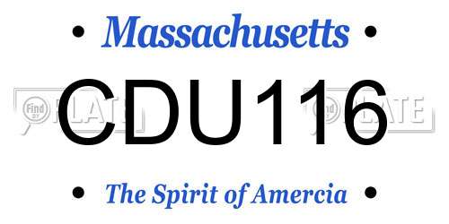 CDU116 Massachusetts License Plate