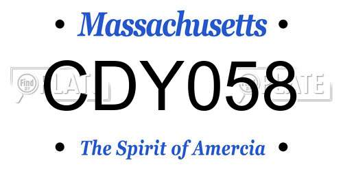 CDY058 Massachusetts License Plate
