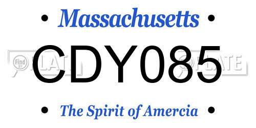CDY085 Massachusetts License Plate