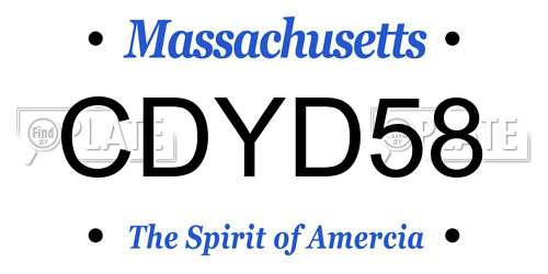CDYD58 Massachusetts License Plate